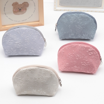 半円ポーチ シエル型ポーチ 花柄プリント コスメポーチ メイクポーチ 化粧ポーチ 小物入れ Size約8×13×15cm